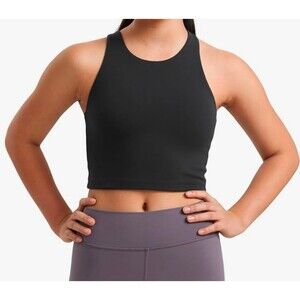 CRZ YOGA Girls Butterluxe Double Lined Tank Top Size XS (6) Black New With Tag